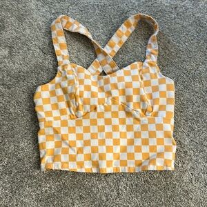 Yellow and white checkered women’s hollister tank top size extra small